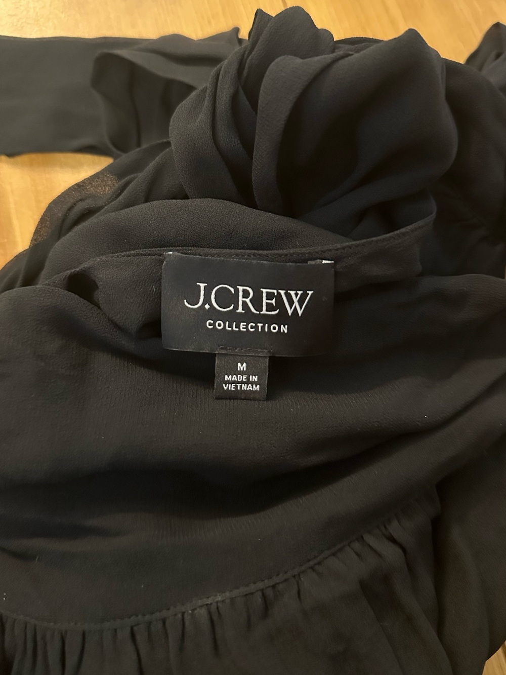 J. Crew Collection Black Halter top with necktie in chiffon blend, size medium M